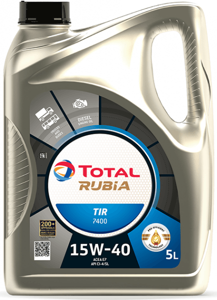 Motorový olej 15W-40 SHPD Total Rubia TIR 7400 - 5 L - 15W-40